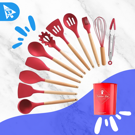 Set x12 Utensilios de Cocina en Silicona Resistentes al Calor